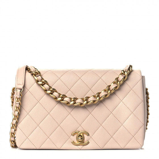CHANEL Caviar Quilted Medium Fashion Therapy Flap Beige