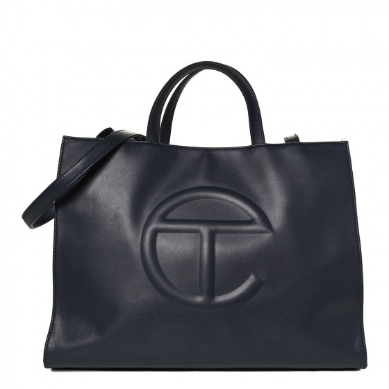 TELFAR Vegan Leather Medium Shopping Bag Navy