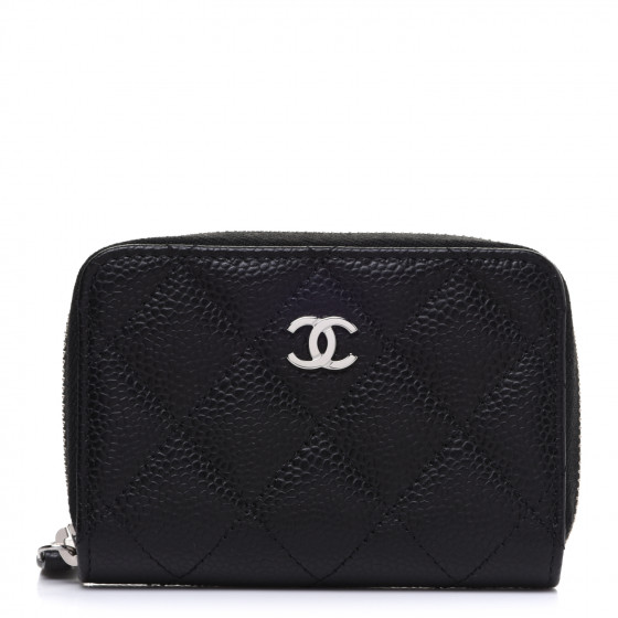 CHANEL Caviar Quilted Zip Coin Purse Black
