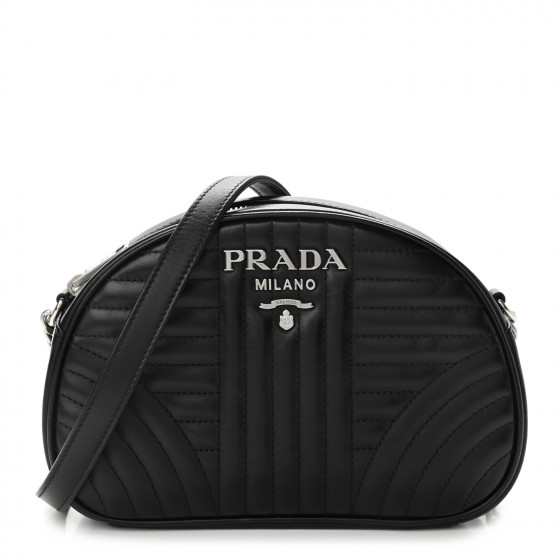 PRADA Soft Calfskin Diagramme Crossbody Bag Black