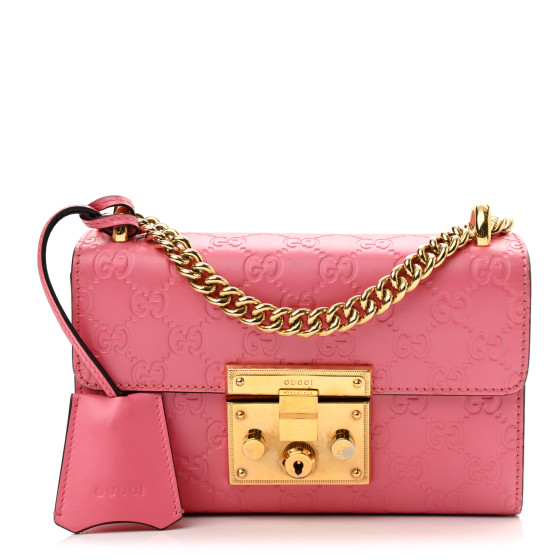 GUCCI Guccissima Small Padlock Shoulder Bag Pink