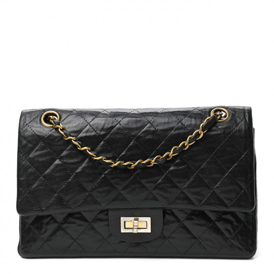 CHANEL Aged Calfskin Quilted 2.55 Reissue 225 Flap Black