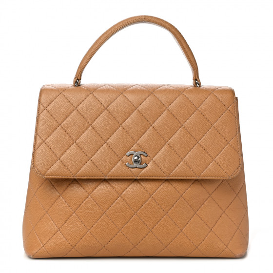 CHANEL Caviar Quilted Jumbo Kelly Flap Beige