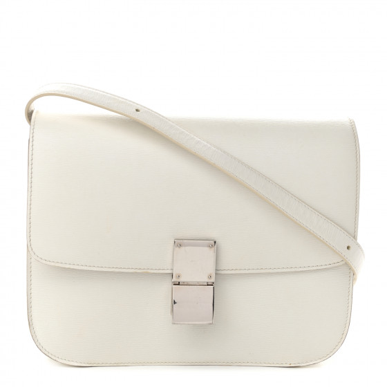 CELINE Liege Calfskin Medium Classic Box Flap Bag White