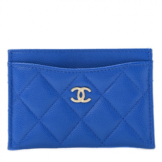 CHANEL Caviar Quilted Card Holder Blue