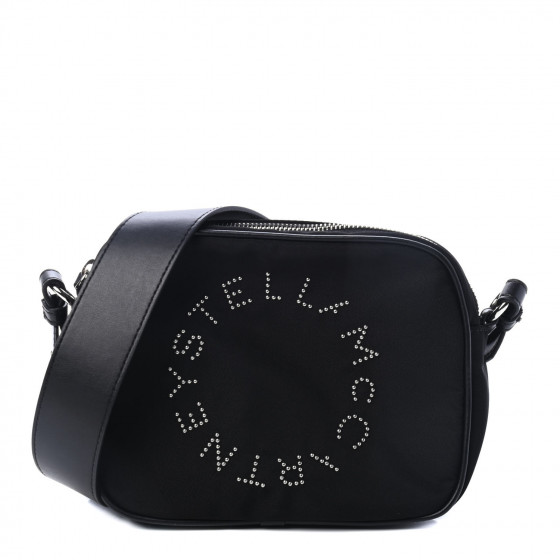 STELLA MCCARTNEY Nylon Eco Alter Nappa Studded Logo Camera Bag Black