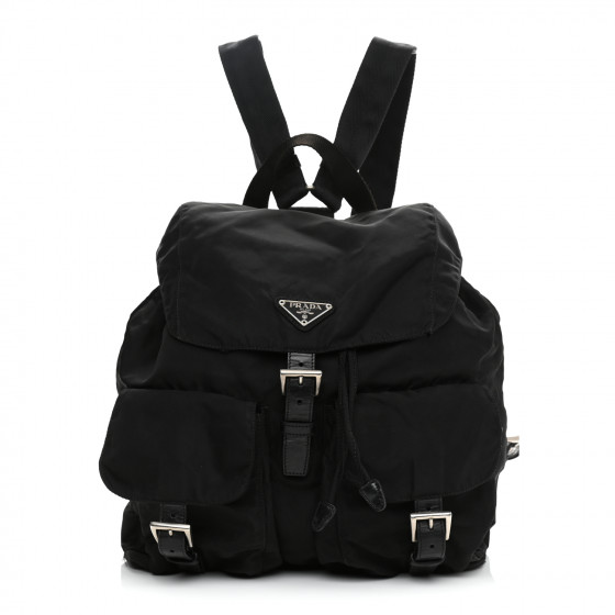 PRADA Tessuto Nylon Saffiano Medium Backpack Black