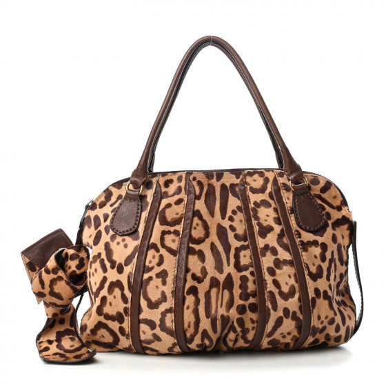VALENTINO Calf Hair Leopard Print Shoulder Bag