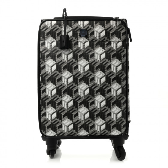 MCM Canvas Monogram Small Cabin Traveler Trolley Suitcase Black White