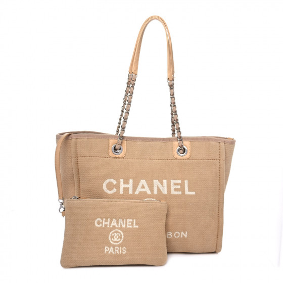 CHANEL Mixed Fibers Small Deauville Tote Beige