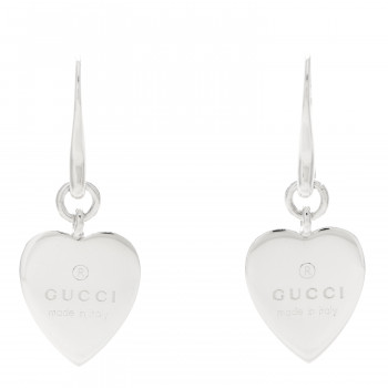 GUCCI Sterling Silver Trademark Heart Drop Earrings