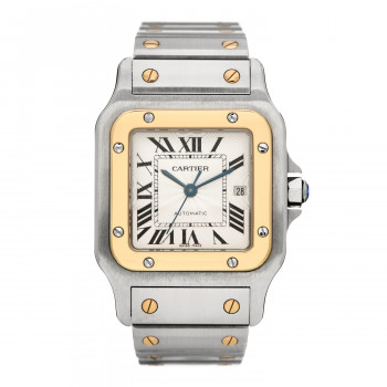 CARTIER Stainless Steel 18K Yellow Gold 29mm Medium Santos De Cartier Galbee Automatic Watch