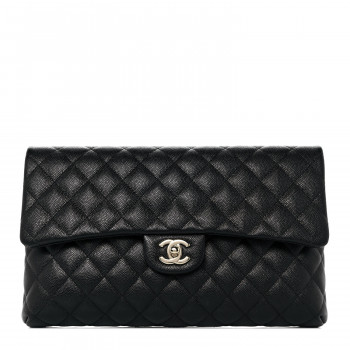 CHANEL Caviar Quilted Flap Clutch Black