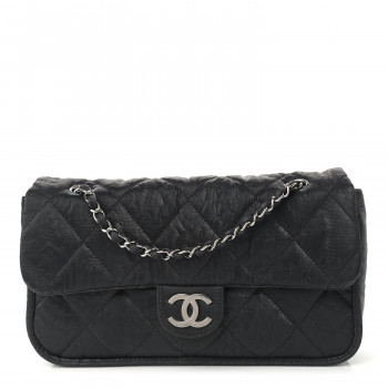 CHANEL Coated Canvas Quilted Le Marais Flap Black
